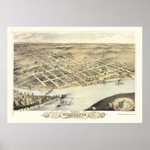 Poster Kansas City, KS Carte panoramique - 1869