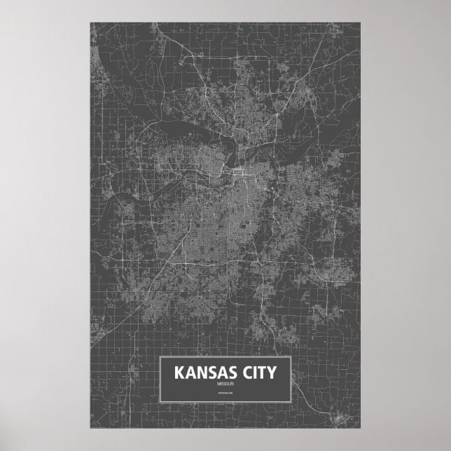 Poster Kansas City, Missouri (blanc sur noir) (Devant)