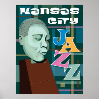 Poster Kansas City Points de repère : KC Jazz - 18 x 24