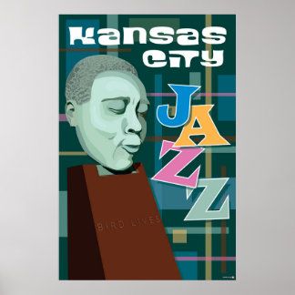 Poster Kansas City Points de repère : KC Jazz - 24 x 36
