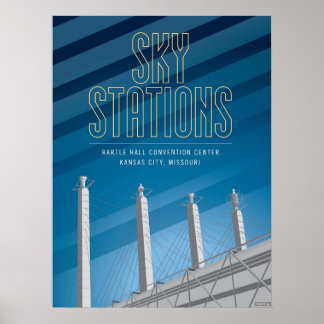 Poster Kansas City Points d'intérêt : Stations Sky - 18 x