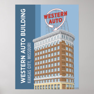 Poster Kansas City Points d'intérêt : Western Auto - 18 x