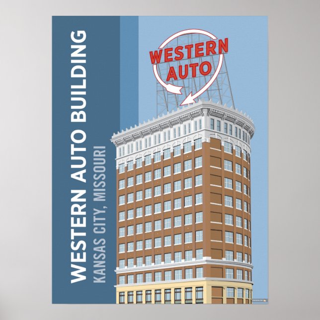 Poster Kansas City Points d'intérêt : Western Auto - 18 x (Devant)