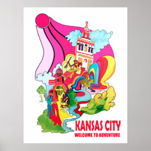 Poster Kansas city, welcome to hippy adventure