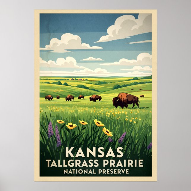 Poster Kansas Tallgrass Prairie Réserve nationale V04 (Devant)