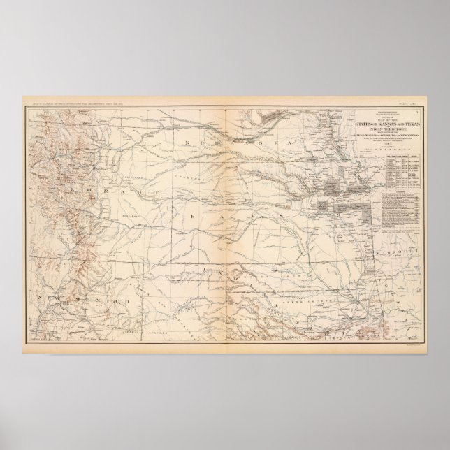 Poster Kansas, Texas, Territoire Indien (Devant)