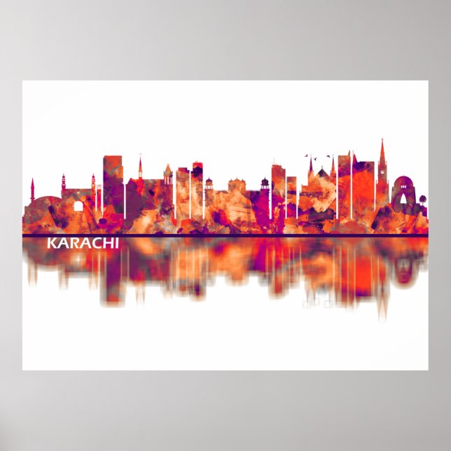 Poster Karachi Pakistan Skyline (Devant)
