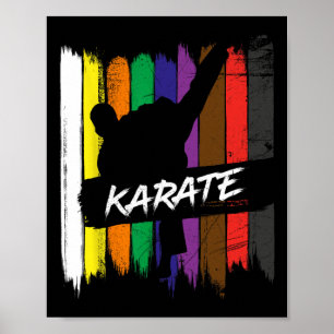 Poster Karate Belt Couleurs Silhouette Arts Martiaux Desi