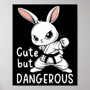 Poster Karate Bunny Mignonne Mais Dangereux Funky Martial