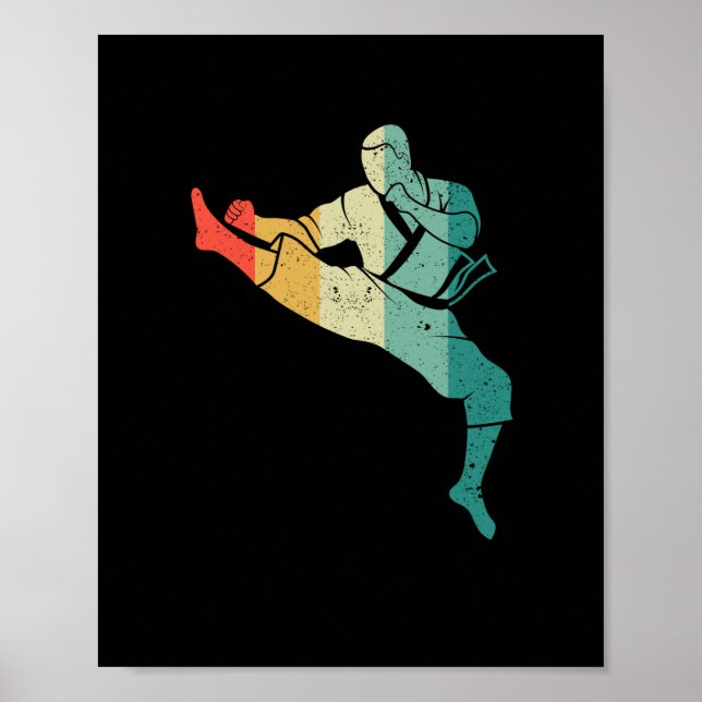 Poster Karate ceinture silhouette entraîneur des arts mar (Devant)