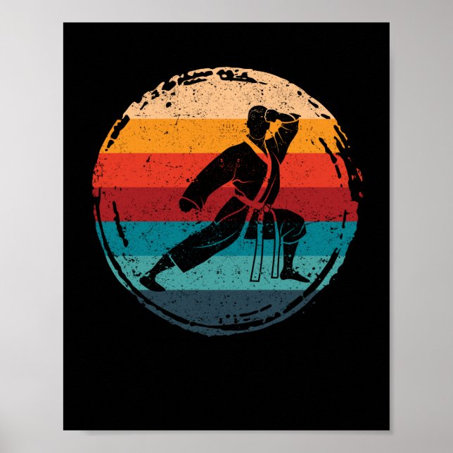 Poster Karate ceinture silhouette entraîneur des arts mar (Devant)
