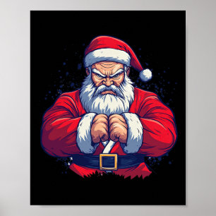 Poster Karate de Santa Claus - Japon Arts Martiaux Noël