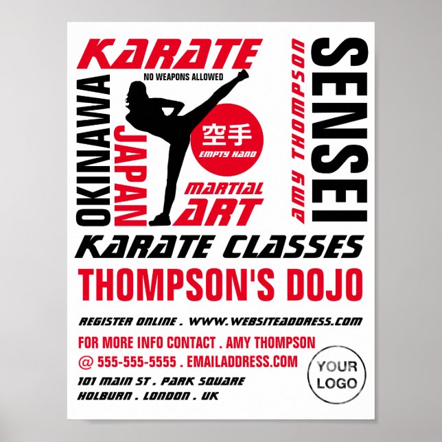 Poster Karate Design, Karate Class Publicité (Devant)
