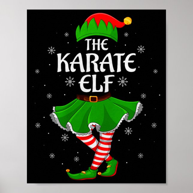 Poster Karate Elf Christmas Family Girls Women Elf Squad  (Devant)