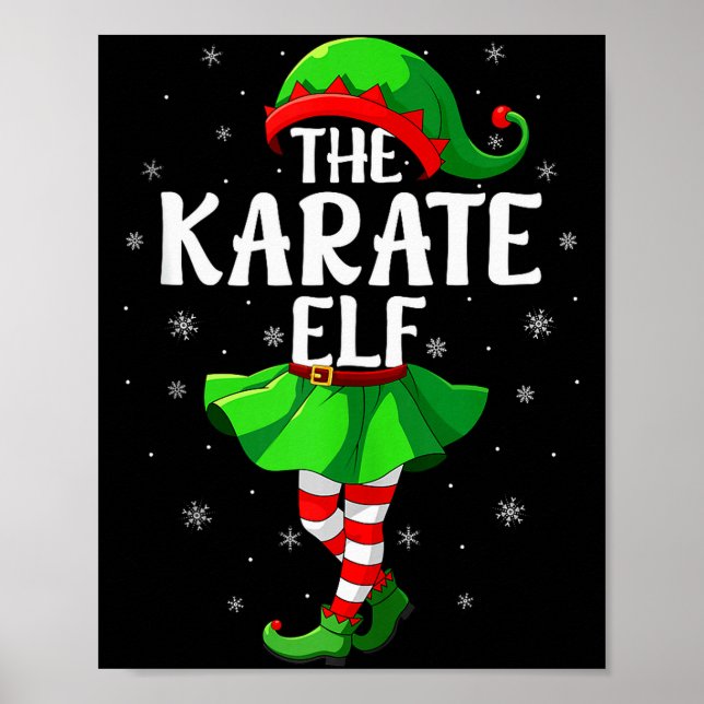 Poster Karate Elf Christmas Girls Women Elf Squad Xmas Fa (Devant)