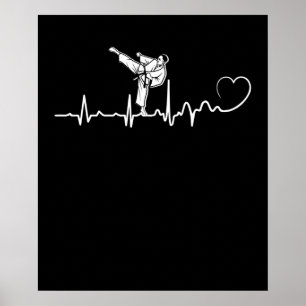 Poster Karate Heartbeat Gift For Karateka