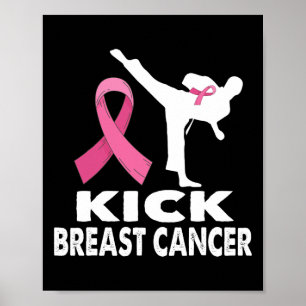 Poster Karate Kick Cancer du sein Sensibilisation rose