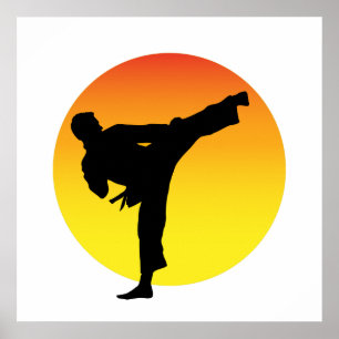Poster Karate Kick Silouette.