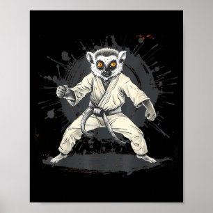 Poster Karate Lémurien Animal MMA Taekwondo Arts Martiaux