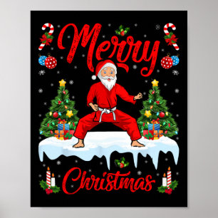 Poster Karate Martial Art Lover Xmas Père Noël Jouer Kara