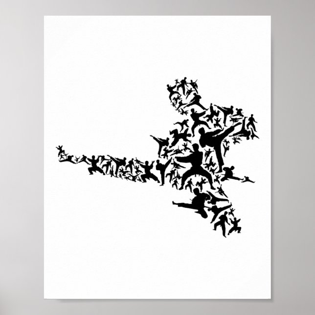 Poster Karate Martial Arts Flying Boxer Kickboxer T (Devant)