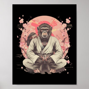Poster Karate Monkey Jiu-jitsu Mma Arts Martiaux Sakura K