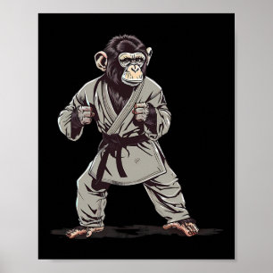 Poster Karate Monkey Kickboxing Judo Jiu-jitsu Mixed mart