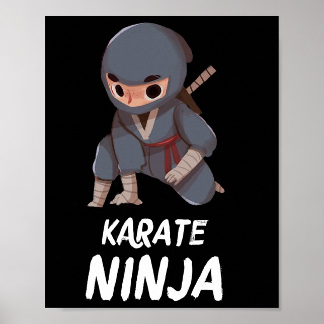 Poster Karate Ninja Boy Funny Arts Martiaux Sports (Devant)