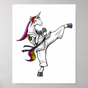 Poster Karate Ninja Licorne Arts Martiaux Judo Kickboxing