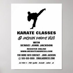 Poster Karate Silhouette, Karate Class Publicité