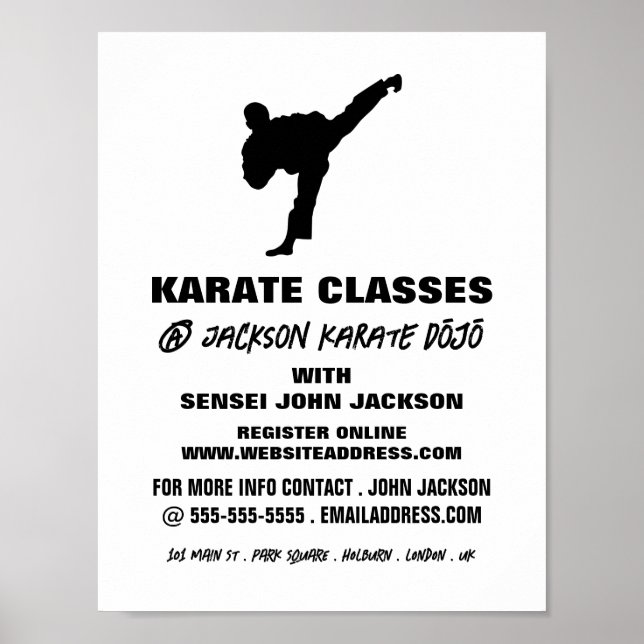 Poster Karate Silhouette, Karate Class Publicité (Devant)