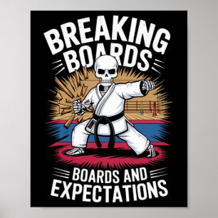 Poster Karate Skeleton - Panneaux Et Attentes