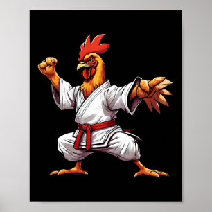 Poster Karate Taekwondo Judo Kung Fu Poulet Coq Cadeau