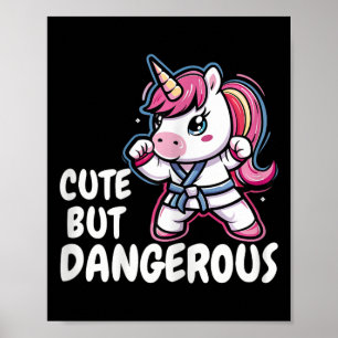 Poster Karate Unicorn Mignonne Mais Dangereux Funny Marti