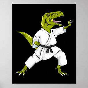 Poster Karatesaurus T-rex dinosaure karaté samouraï drôle