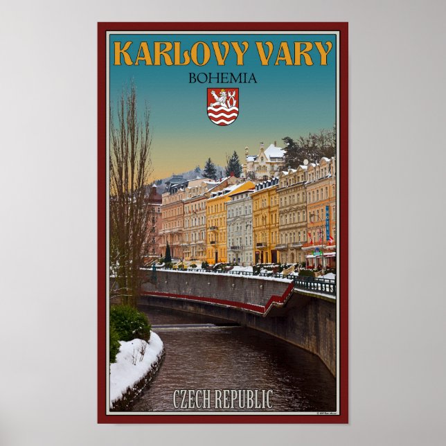 Poster Karlovy Vary - Semnice River Winter (Devant)