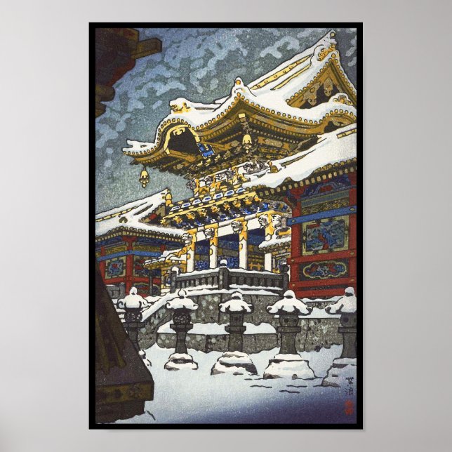Poster Kasamatsu Shiro Neige à la porte Yomei à Nikko (Devant)