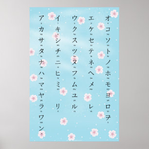 Poster Katakana Avec Romaji Japonais Sakura Blossoms