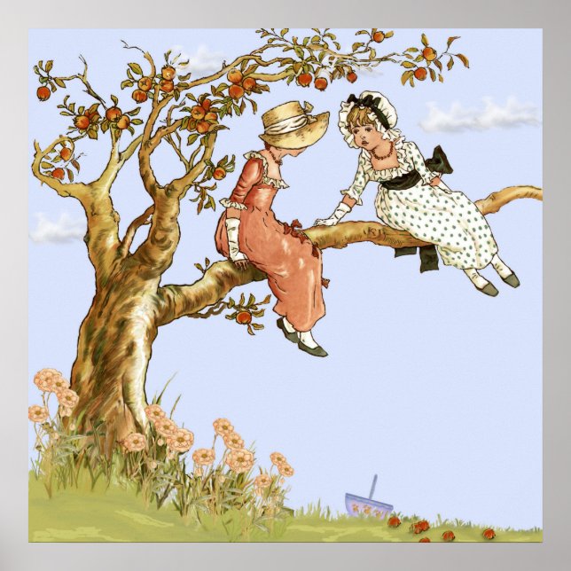 Poster Kate Greenaway, Les filles dans un arbre à pomme,  (Devant)