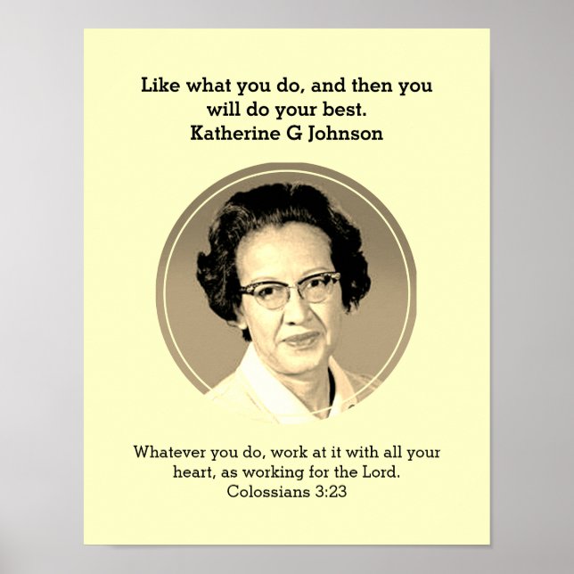 Poster KATHERINE G JOHNSON Citation Écriture personnalisé (Devant)