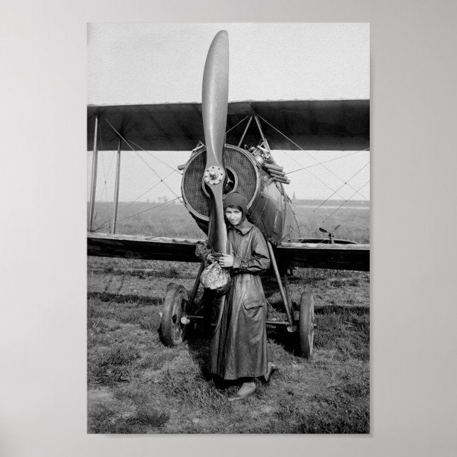 Poster Katherine Stinson Avec Biplane - 1917 (Devant)
