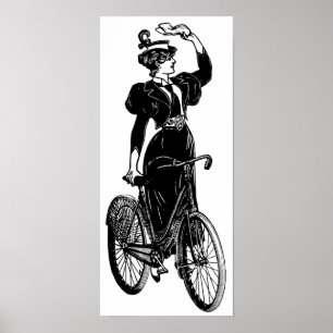 Poster Katherine, une cycliste Vintage