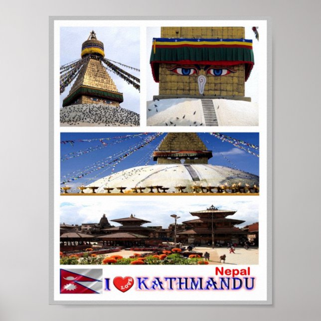 Poster Katmandou - I Love - Népal - (Devant)