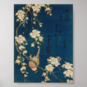 Poster Katsushika Hokusai 葛 飾 北 斎 Goldfinch et Cherry Tre