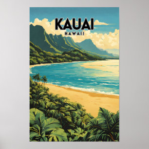 Poster Kauai Hawaii Nostalgic Travel