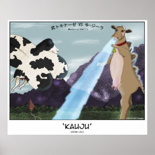 Poster Kauju ! (Cow-Ju) — Moothra vs Cowzilla