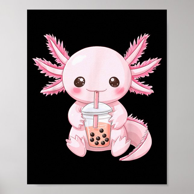 Poster Kawaii Anime Axolotl Boba  (Devant)