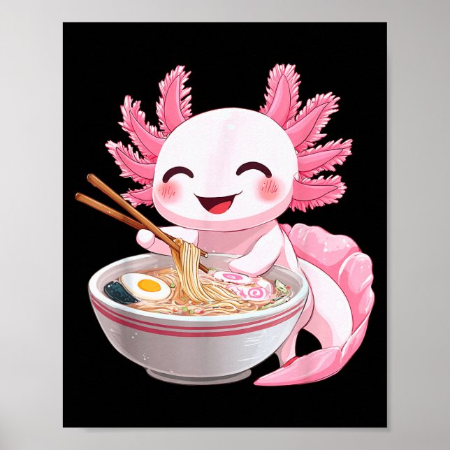 Poster Kawaii Anime Axolotl Ramen  (Devant)