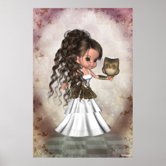 Poster Kawaii Belle Athéna Déesse grecque Imprimer