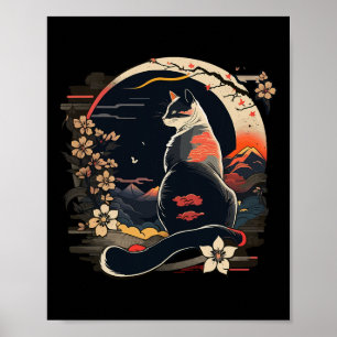 Poster Kawaii Chat Anime Japonaise Rétro Hommes Femmes En